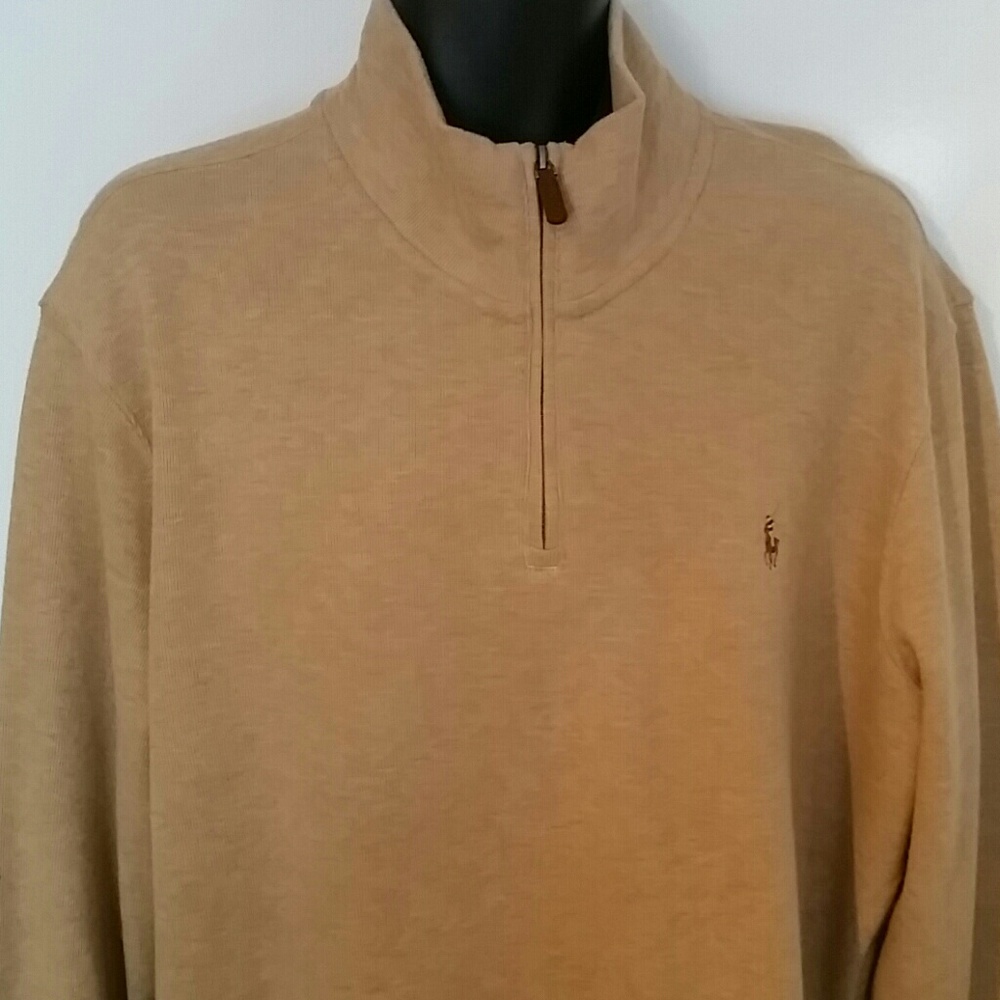 Mens Ralph Lauren Sweater Tan  Quarter Zip XL-TALL